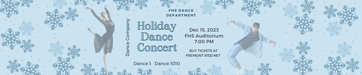 holiday dance concert, Dec 15, 2023, FHS Auditorium, 7:00pm