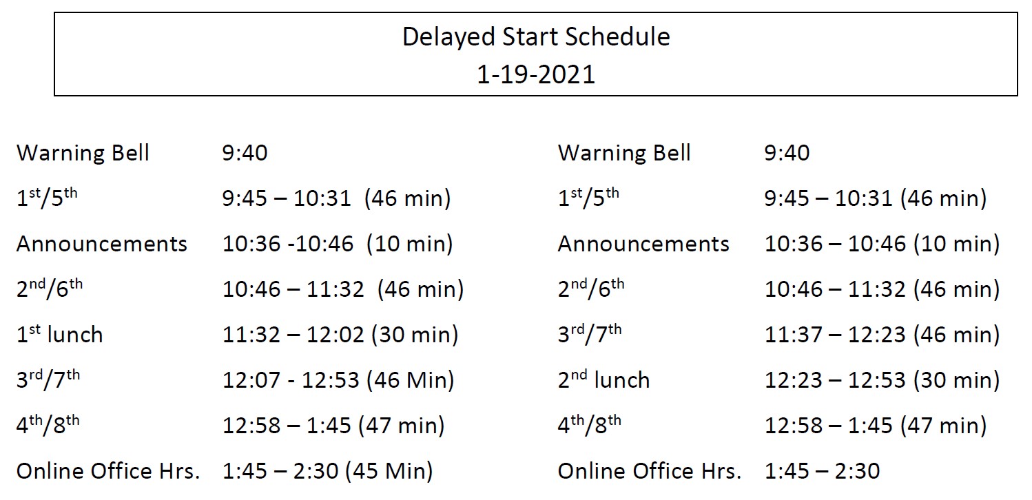 delayed start bell schedule